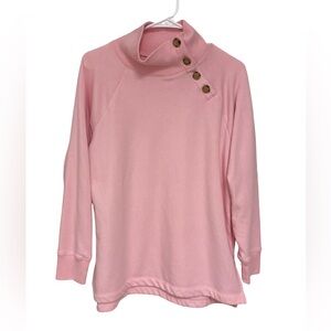 J.Crew Pink Button-Detail Crew Turtleneck Sweatshirt Women’s Medium Pink